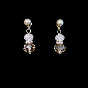Peachy Jeweled Drop-down Earrings